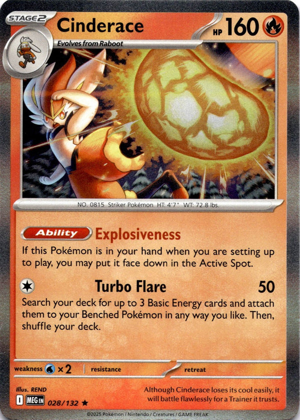 Pokemon Cinderace 028/132 Mega Evolution Holo NM