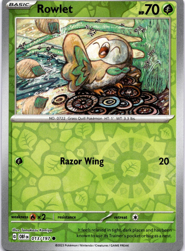 Pokemon Rowlet 013/197 Paldea Evolved Reverse Holo NM