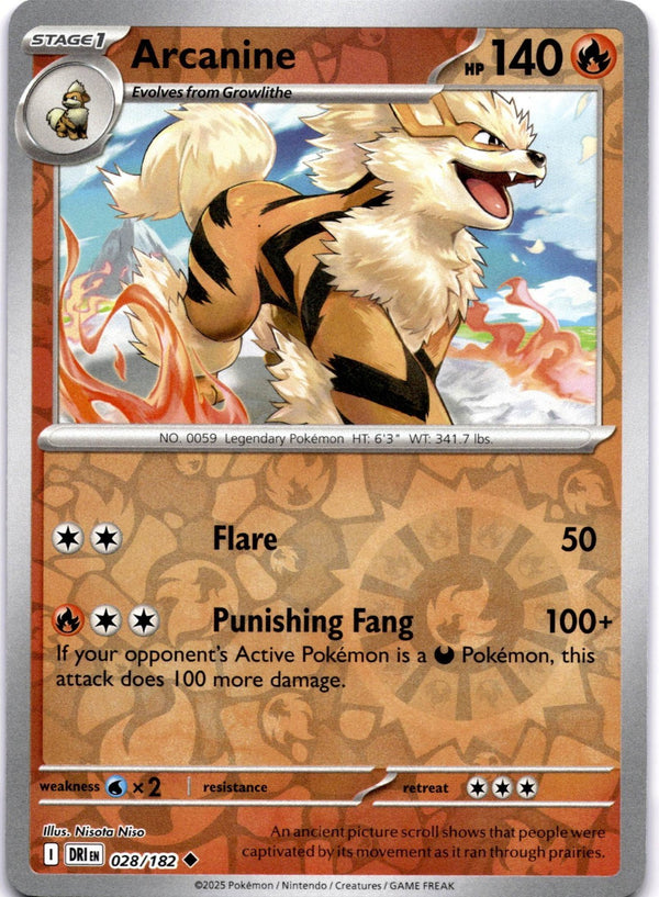 Pokemon Arcanine 028/182 Destined Rivals Reverse Holo NM