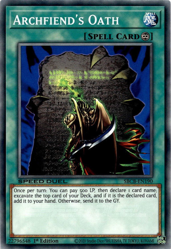 Yugioh Archfiend's Oath SBCB-EN190 Speed Duel Common 1st Edition NM
