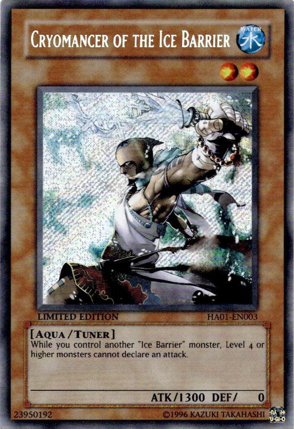 Yugioh Cryomancer of the Ice Barrier HA01-EN003 Secret Rare Limited Edition NM