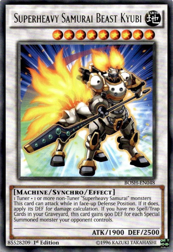 Yugioh Superheavy Samurai Beast Kyubi BOSH-EN048 Rare 1st Edition LP