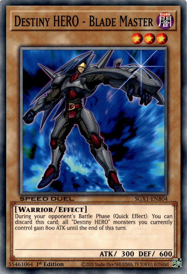 Yugioh Destiny HERO - Blade Master SGX1-ENB04 Speed Duel Common 1st Edition NM