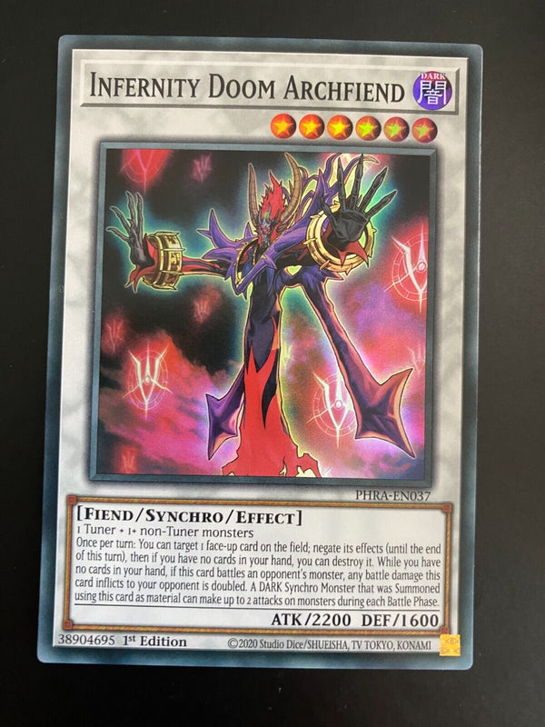 Yugioh Infernity Doom Archfiend PHRA-EN037 Super Rare 1st Edition NM