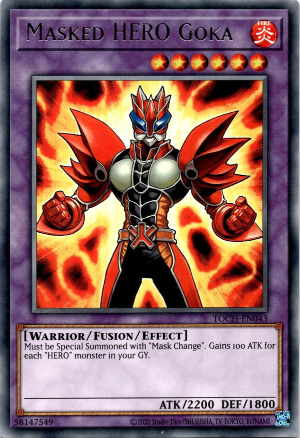 Yugioh Masked HERO Goka TOCH-EN043 Rare Unlimited Edition NM