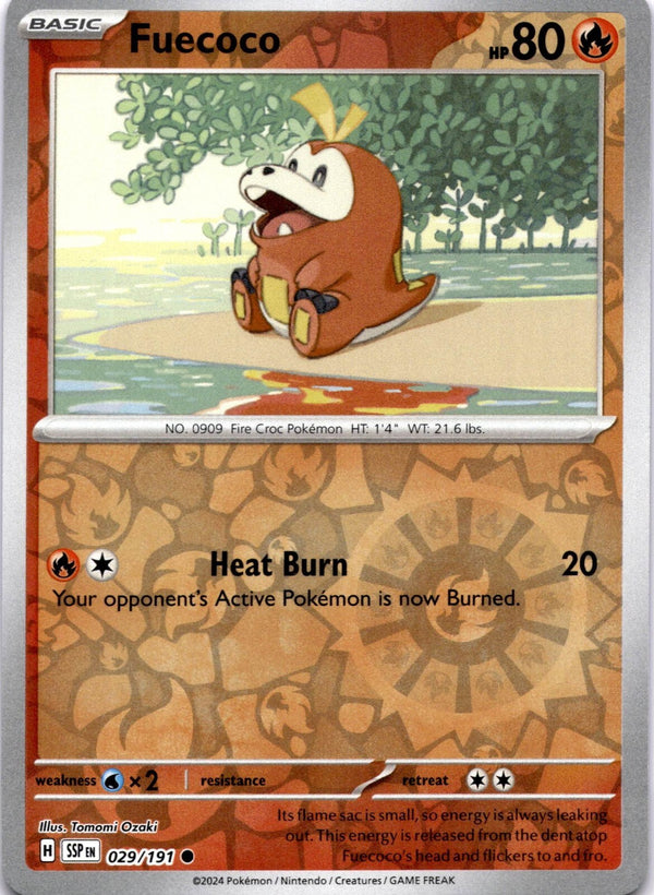 Pokemon Fuecoco 029/191 Surging Sparks Reverse Holo NM