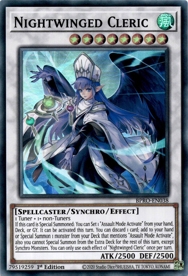 Yugioh Nightwinged Cleric BPRO-EN038 Super Rare 1st Edition NM