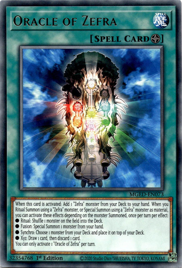 Yugioh Oracle of Zefra MGED-EN073 Rare 1st Edition NM