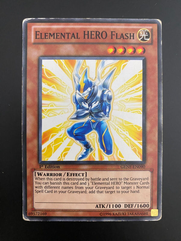 Yugioh Elemental Hero Flash GENF-EN090 1st Edition HP