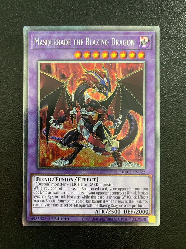 Yugioh Masquerade the Blazing Dragon RA02-EN022 Platinum Secret Rare 1st Ed NM