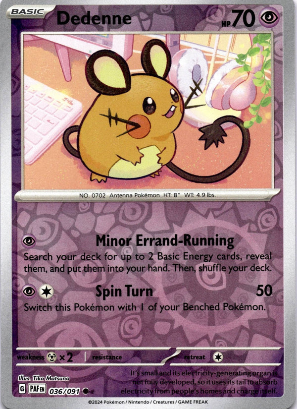 Pokemon Dedenne 036/091 Paldean Fates Reverse Holo NM