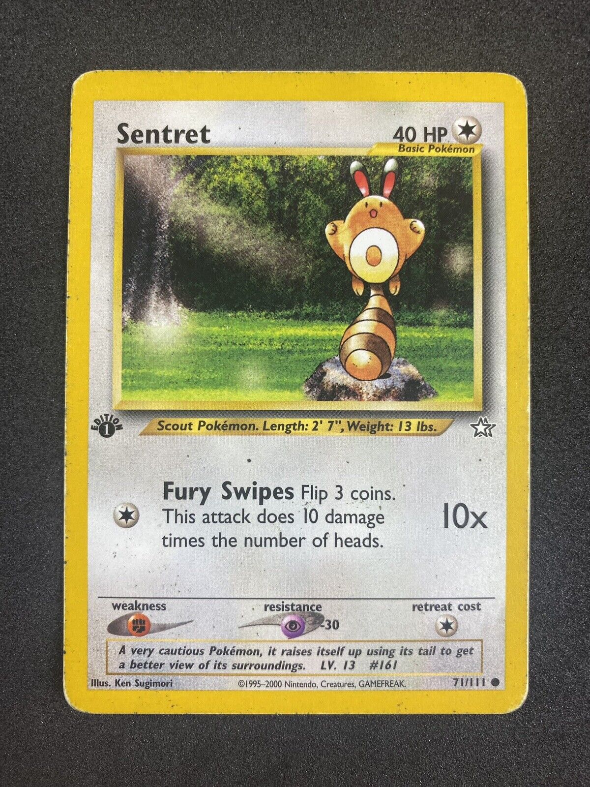 Pokemon Sentret 71/111 Neo Genesis 1st Edition HP