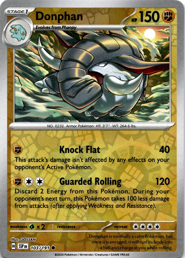 Pokemon Donphan 103/191 Surging Sparks Reverse Holo NM