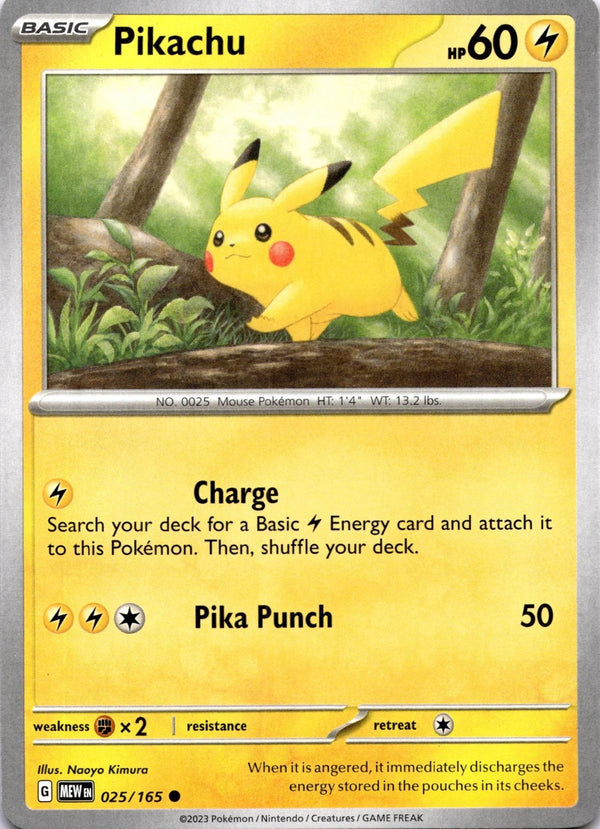 Pokemon Pikachu 025/165 Pokemon 151 Non Holo NM