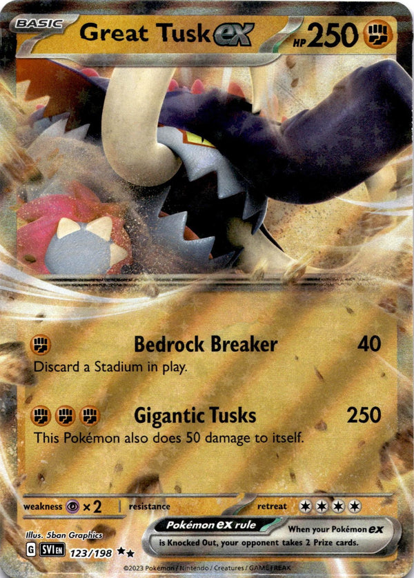 Pokemon Great Tusk ex 123/198 Scarlet Violet Base Full Art Holo NM