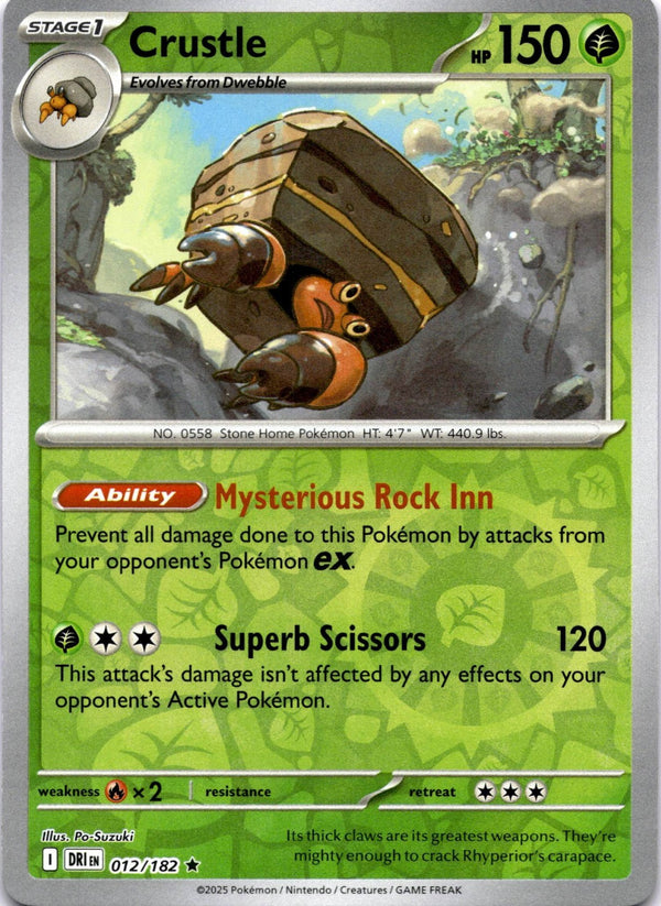 Pokemon Crustle 012/182 Destined Rivals Reverse Holo NM