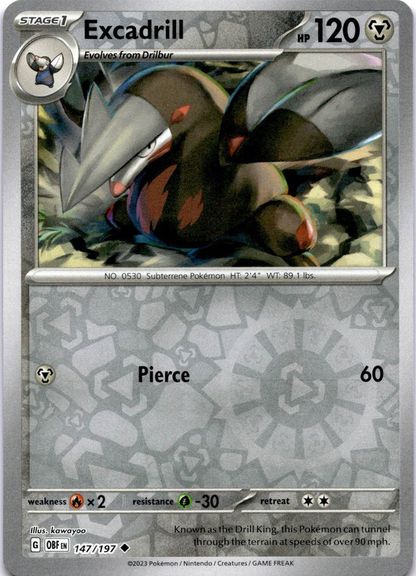 Pokemon Excadrill 147/197 Obsidian Flames Reverse Holo NM