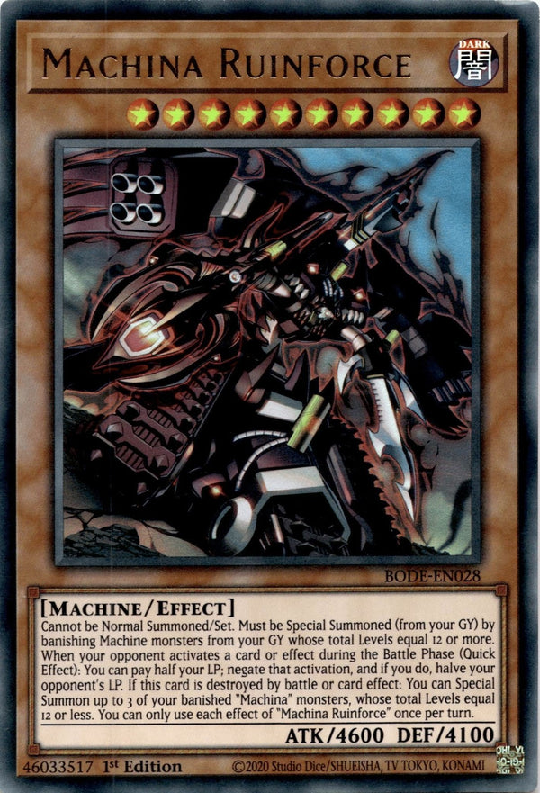 Yugioh Machina Ruinforce BODE-EN028 Ultra Rare 1st Edition MP