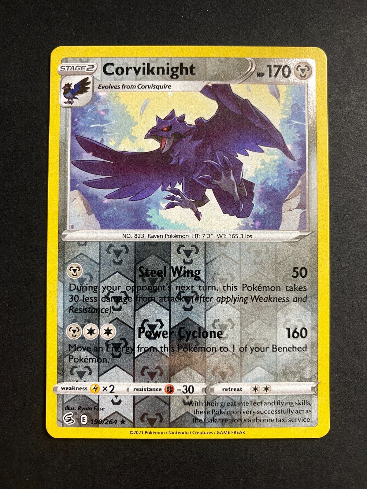 Pokemon Corviknight 190/264 Fusion Strike Reverse Holo NM