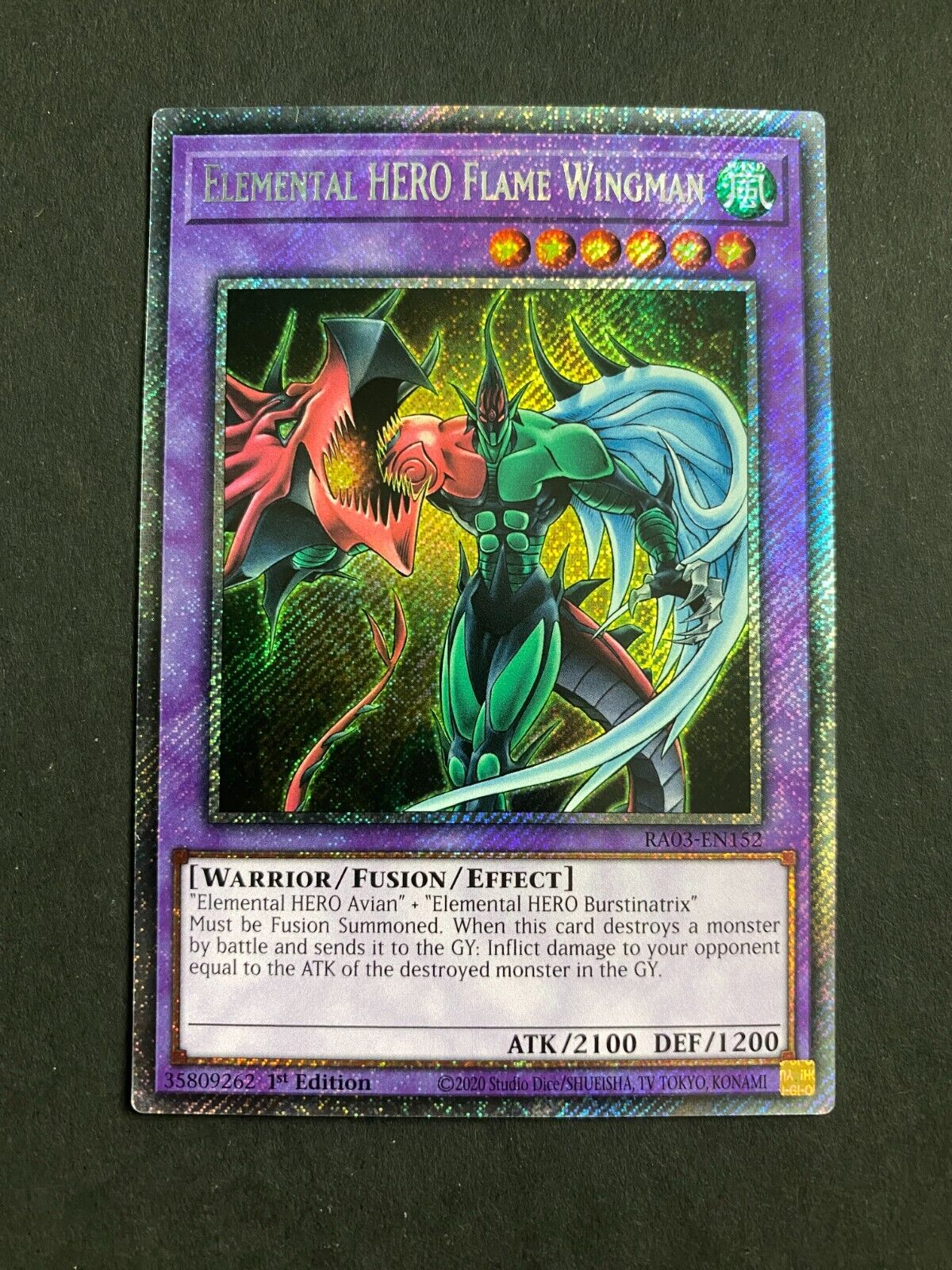 Yugioh Elemental HERO Flame Wingman RA03-EN152 Platinum Secret Rare 1st Ed NM