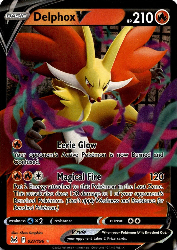 Pokemon Delphox V 027/196 Lost Origin Full Art Holo NM
