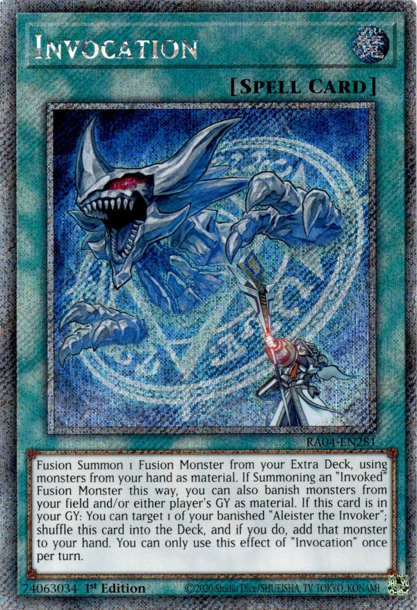 Yugioh Invocation RA04-EN281 Platinum Secret Rare 1st Edition NM