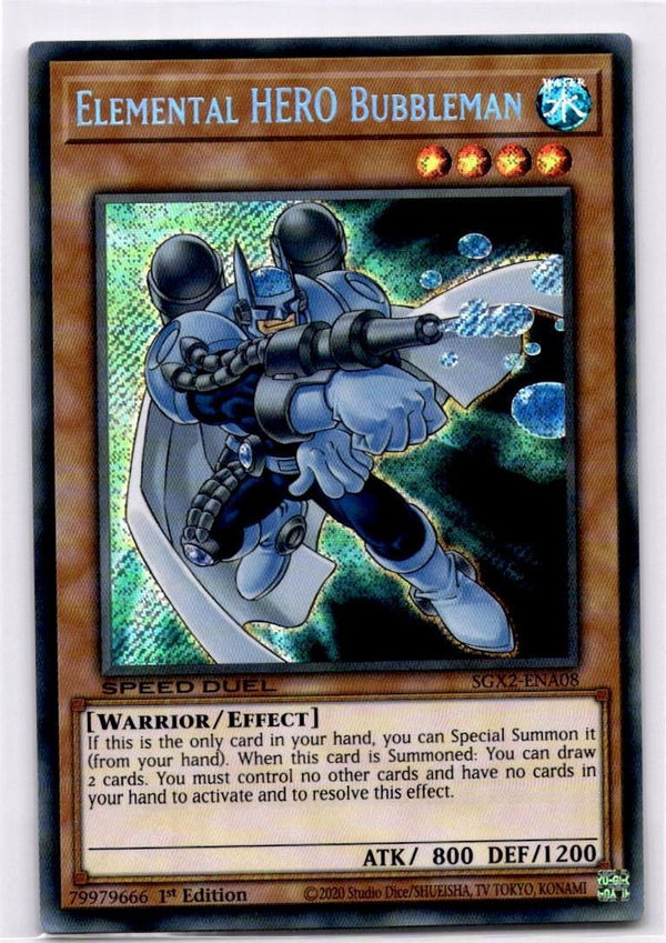 Yugioh Elemental HERO Bubbleman SGX2-ENA08 Secret Rare 1st Edition NM