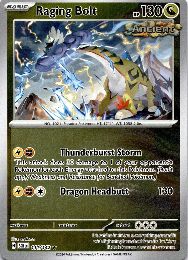 Pokemon Raging Bolt 111/142 Stellar Crown Reverse Holo NM
