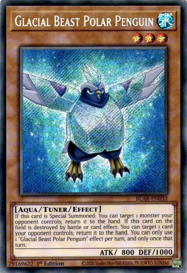 Yugioh Glacial Beast Polar Penguin BLAR-EN032 Secret Rare 1st Edition NM