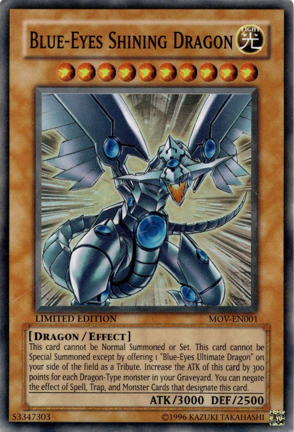 Yugioh Blue-Eyes Shining Dragon MOV-EN001 Super Rare Limited Edition DAMAGED/HP
