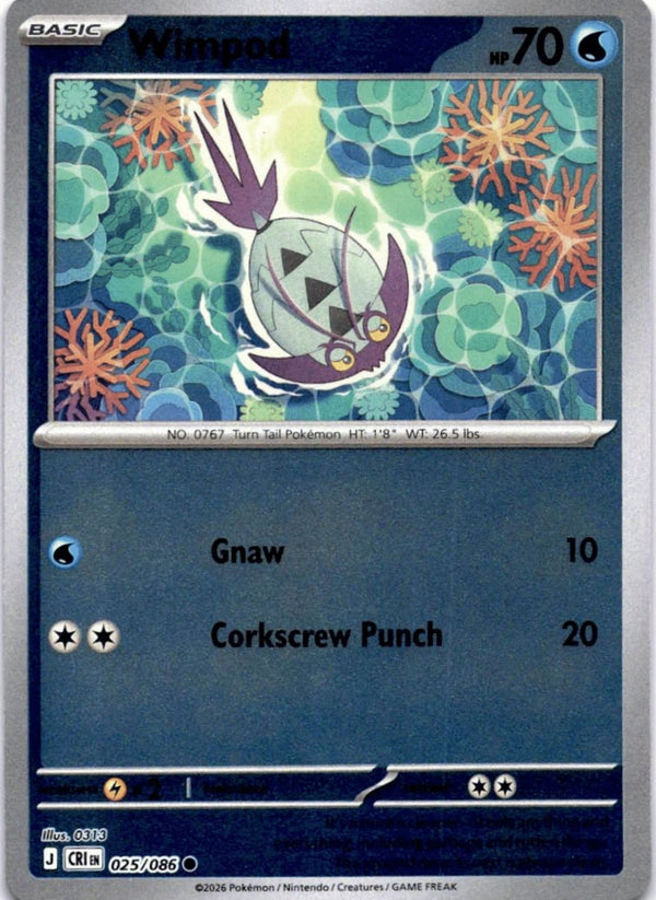 Pokemon Wimpod 025/086 Chaos Rising Reverse Holo NM