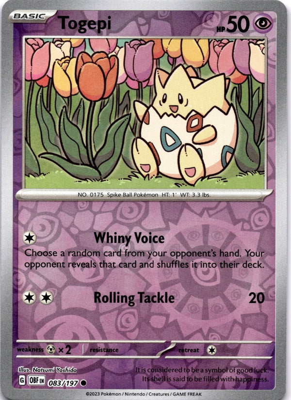 Pokemon Togepi 083/197 Obsidian Flames Reverse Holo NM