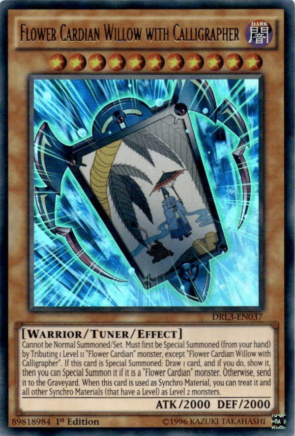 Yugioh Flower Cardian Willow with Calligrapher DRL3-EN037 Ultra Rare 1st Ed NM