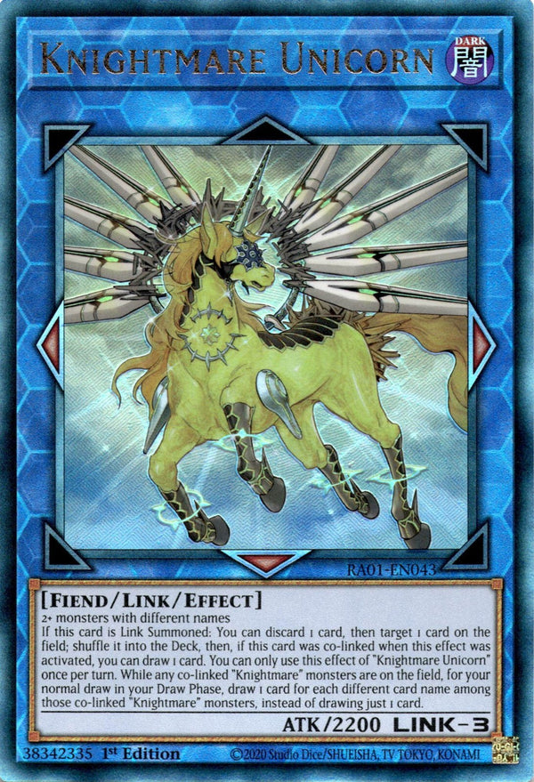 Yugioh Knightmare Unicorn RA01-EN043 Ultimate Rare 1st Edition NM