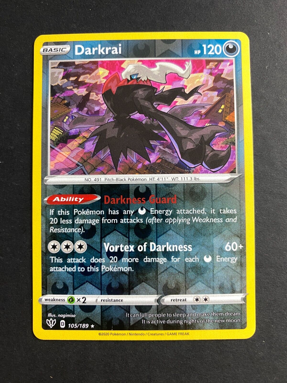 Pokemon Darkrai 105/189 Darkness Ablaze Reverse Holo NM