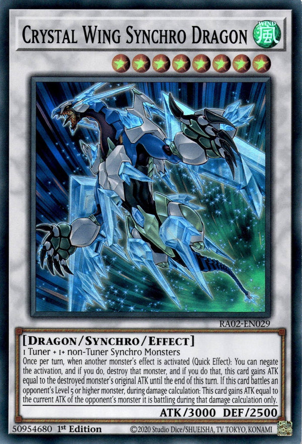 Yugioh Crystal Wing Synchro Dragon RA02-EN029 Super Rare 1st Edition NM