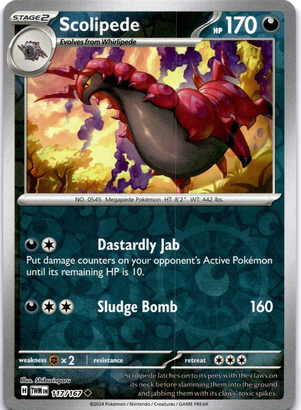 Pokemon Scolipede 117/167 Twilight Masquerade Reverse Holo VLP/NM