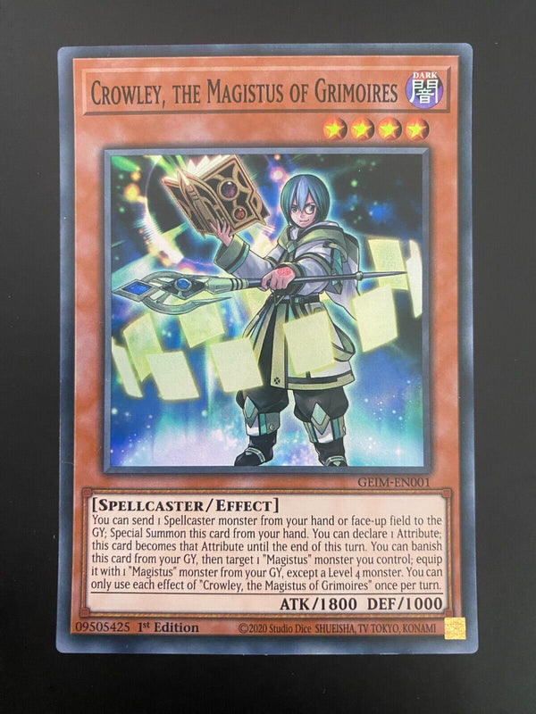 Yugioh Crowley, the Magistus of Grimoires GEIM-EN001 Super Rare 1st Ed NM/MINT