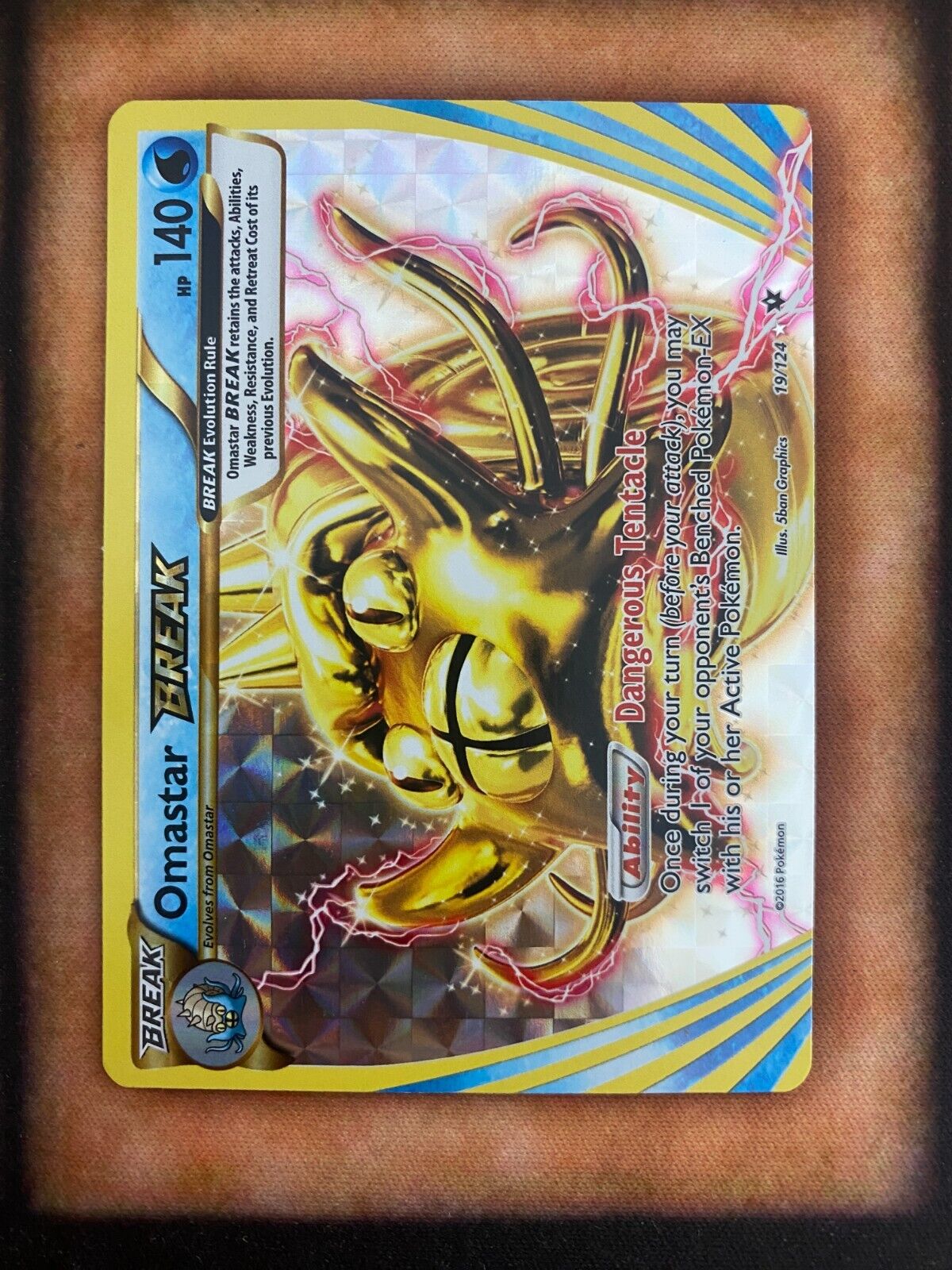 Pokemon Omastar Break 19/124 Fates Collide Full Art Holo NM