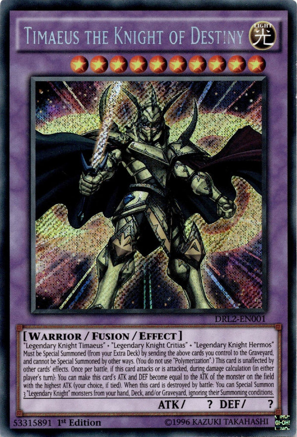 Yugioh Timaeus the Knight of Destiny DRL2-EN001 Secret Rare 1st Edition LP
