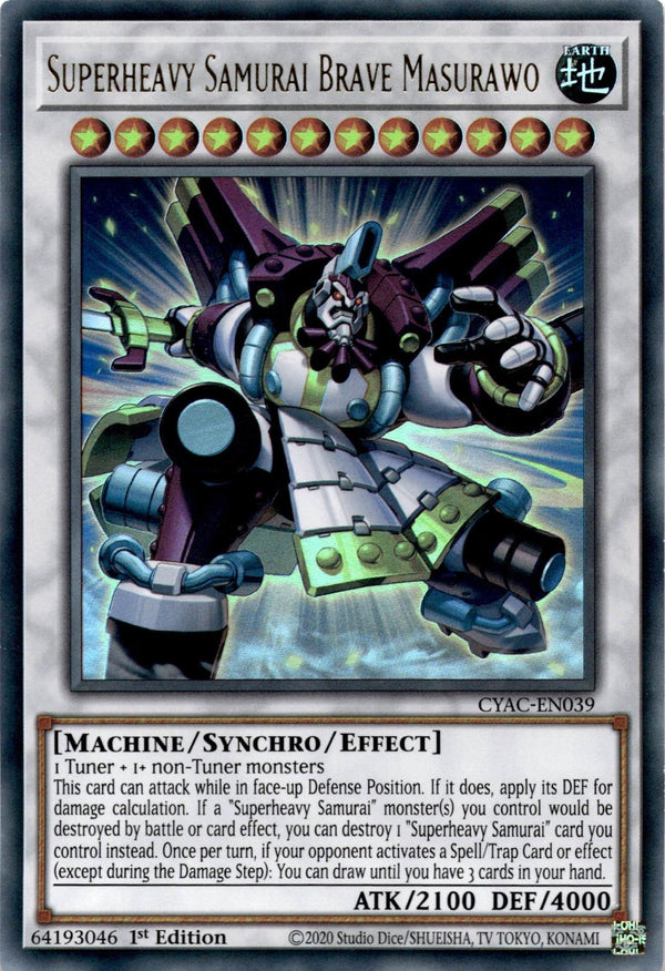 Yugioh Superheavy Samurai Brave Masurawo CYAC-EN039 Ultra Rare 1st Ed VLP/NM