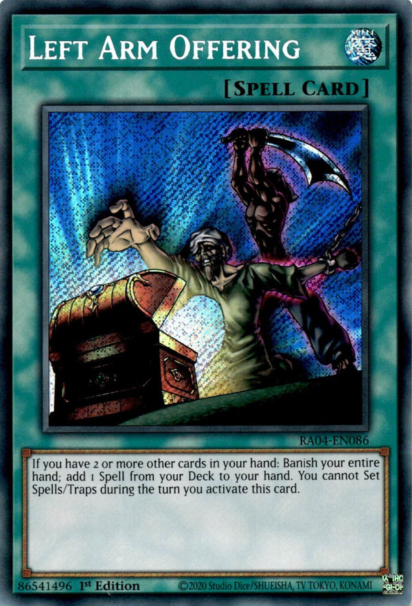 Yugioh Left Arm Offering RA04-EN086 Secret Rare 1st Edition NM