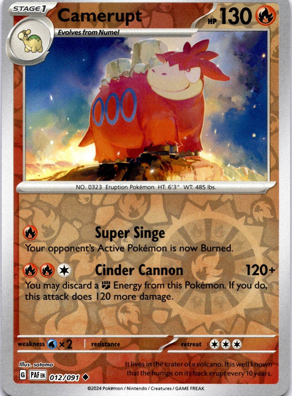 Pokemon Camerupt 012/091 Paldean Fates Reverse Holo NM
