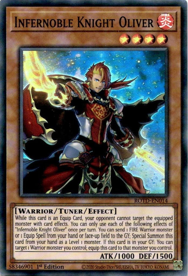 Yugioh Infernoble Knight Oliver ROTD-EN014 Super Rare 1st Edition NM