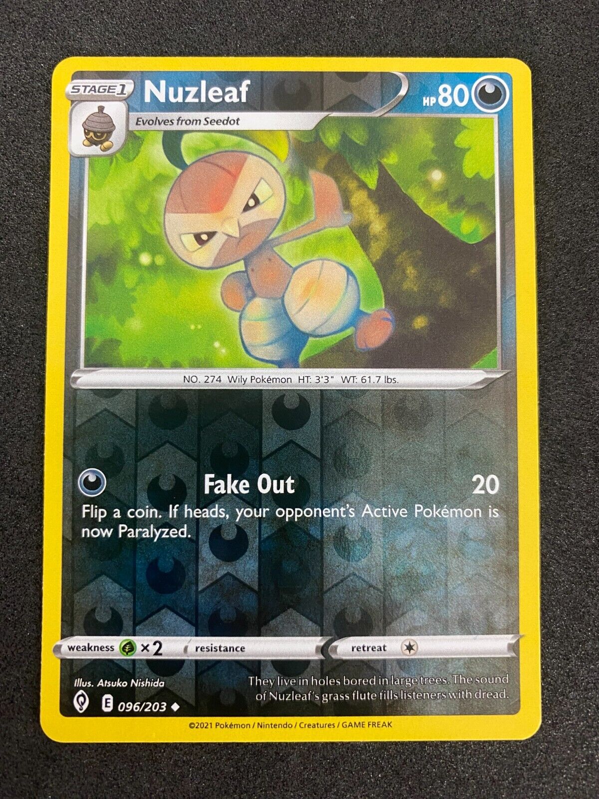 Pokemon Nuzleaf 096/203 Evolving Skies Reverse Holo NM