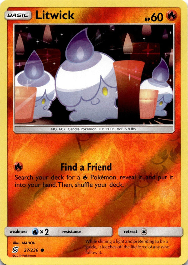 Pokemon Litwick 27/236 Unified Minds Reverse Holo NM