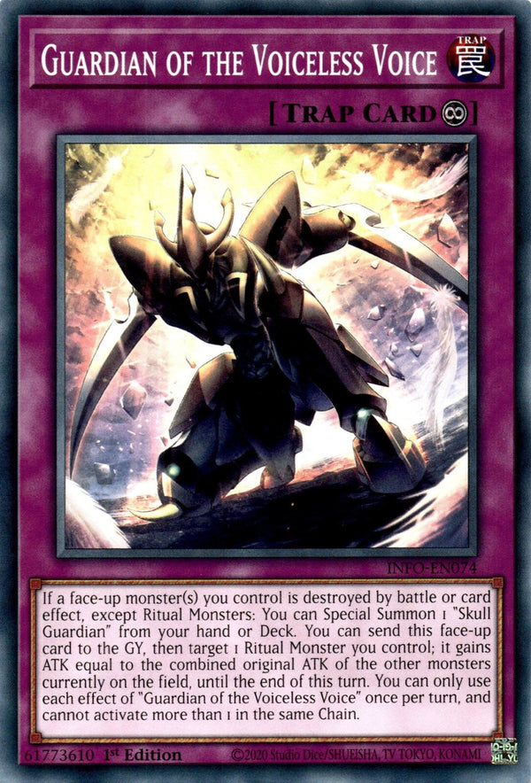 Yugioh Guardian of the Voiceless Voice INFO-EN074 Common 1st Edition NM