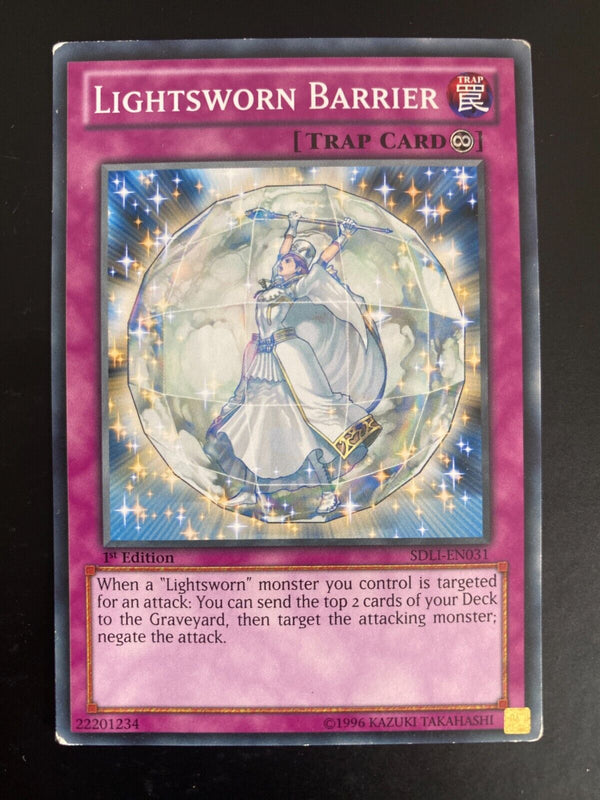 Yugioh Lightsworn Barrier SDLI-EN031 Common 1st Edition Heavily Played