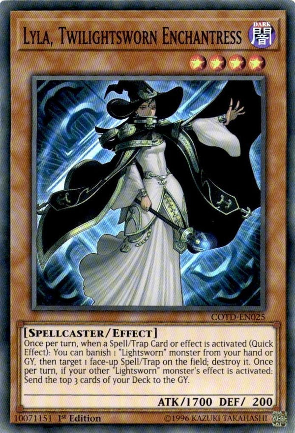Yugioh Lyla, Twilightsworn Enchantress COTD-EN025 Super Rare 1st Edition VLP/NM
