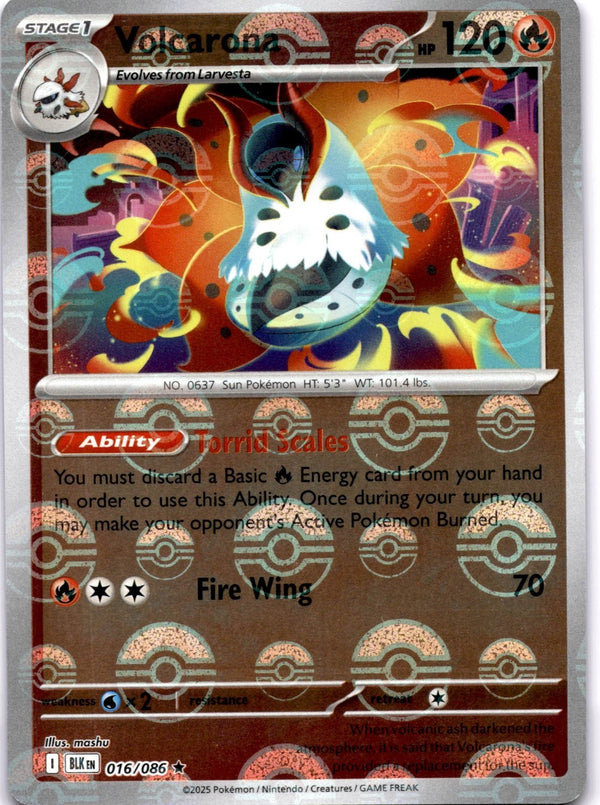 Pokemon Volcarona 016/086 Black Bolt Reverse Holo Pokeball NM